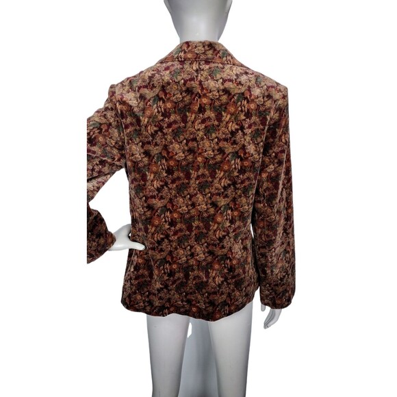 Vintage 60s Edith Flagg California Velvet Fall Floral Single-Button Blazer M-XL - Picture 6 of 8